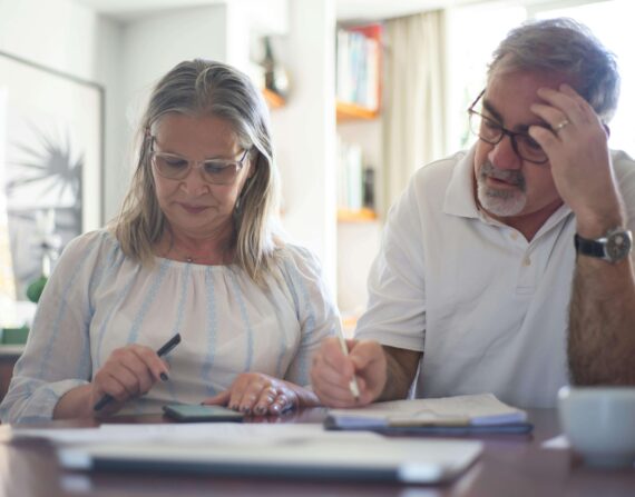 Couple preparing checklist