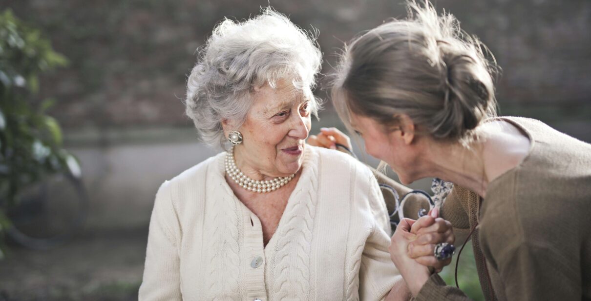 Elderly woman excited about her visitor